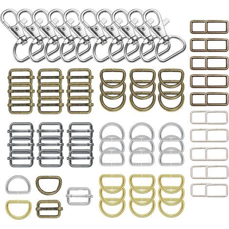 80 Pièces Porte-clés Rotatif, Crochets Mousquetons Pivotants en Métal, Anneaux de D et Boucle en Métal, Boucles pour sacs, bijoux et clés, Key Rings, Hooks, Carabiner, DIY 20 mm (1/5)