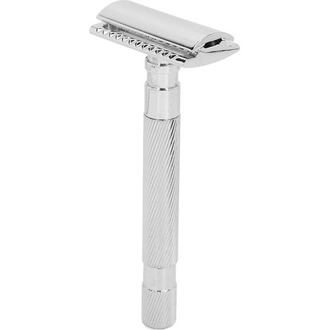 Rasoir de sûreté vintage pour hommes en alliage diamanté, double tranchant argenté - Style rétro (1/5)