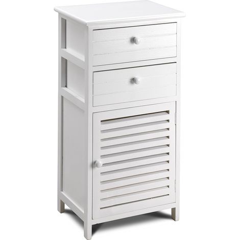 Cassetiera con 2 Cassetti e 1 Anta in Legno Paulownia Bianco Fadi (1/3)