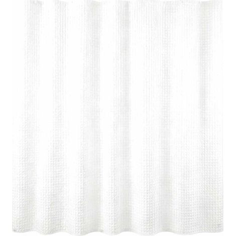 Rideau De Douche - Polyester 120 G/M² - 180 X 180 Cm - Blanc - Imperméable À Motif Gaufré - Pour Baignoire Et Salle De Bain - 1 Pièce (1/5)