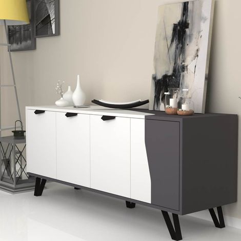 Madia 160 cm con 4 ante colore bianco e ghisa - Jasmine