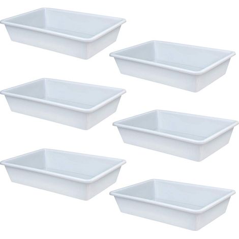 BRB 6 bacs en plastique de 14 l, L 500 x l 340 x H 110 mm, bord en U, blanc