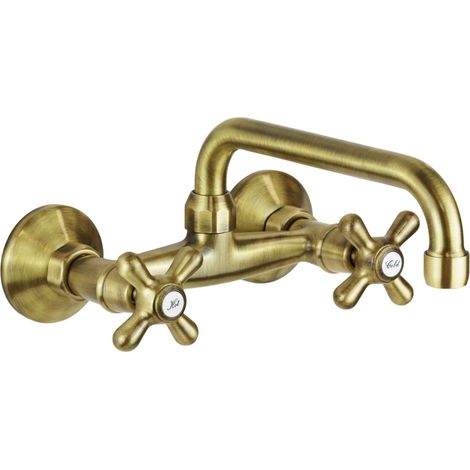 Bronzefarbener Wand-Spültischmischer mit U-Auslauf Gattoni 7559/REV0  Bronze