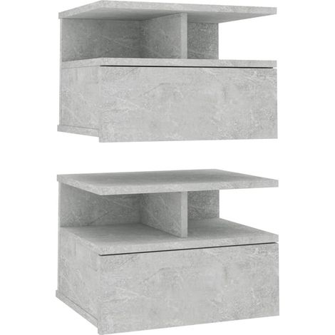Tables de chevet suspendues 2 pcs Gris béton 40x31x27 (1/5)
