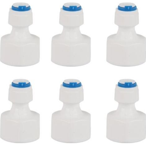 Lot de 6 raccords rapides à enclenchement femelle 1/4" (diamètre extérieur) vers 1/2" (filetage femelle) pour filtre à eau par osmose inverse
