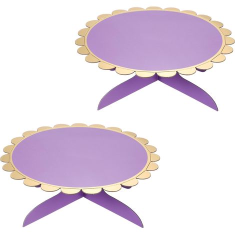 Lot de 2 présentoirs à gâteaux ondulés en carton à un étage, supports ronds de 33 cm pour cupcakes et desserts, pour mariages, anniversaires et décorations DIY. (1/5)