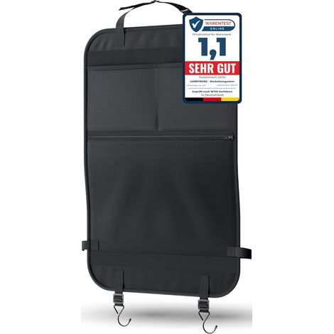 Auto Organizer Kinder Rücksitz schwarz [WASSERDICHT] - Rückenlehnenschutz Auto Kinder universell kompatibel - Autositz Organizer - Sitzschutz Rückenlehne - große Tasche