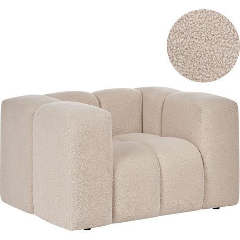 Armchair Beige Boucle with Armrests Modern Japandi Style Living Room ANTOLA (1/5)