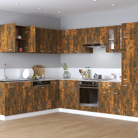 Armoire suspendue, Armoire de cuisine, Meuble haut Cuisine Chêne fumé 60x31x60 cm Bois d'ingénierie MJU20579 (1/5)