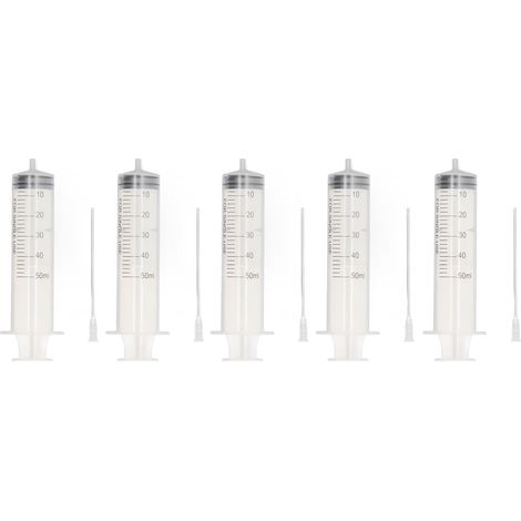 Lot de 5 seringues de remplissage d'encre de 50 ml avec graduation pour cartouches d'imprimante (1/5)