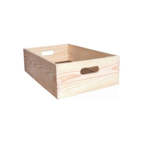 Panier en bois beige 60 x 40 x 15 cm – Pour organisation multiusage – Fabrication Portugal – Garantie 2 ans (1/2)