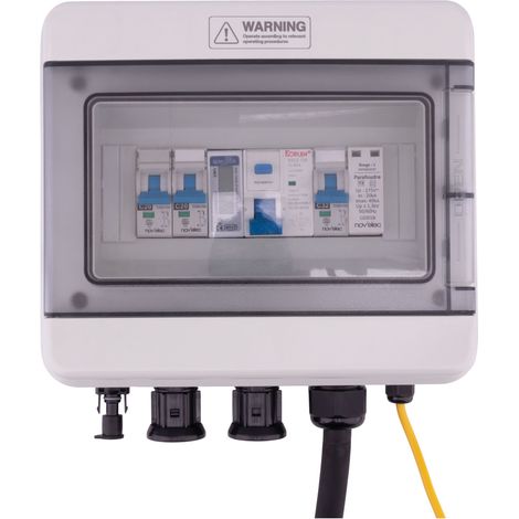 Coffret de protection AC pour installation photovoltaïque 6kW – Interrupteur différentiel 40A-30mA type F – Parafoudre type II – Affichage LCD 6 digits
