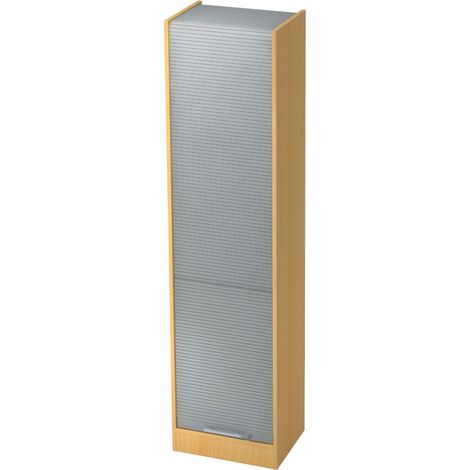 bümö Rollladenschrank office - 5 Ordnerhöhen Buche/Silber (1/5)