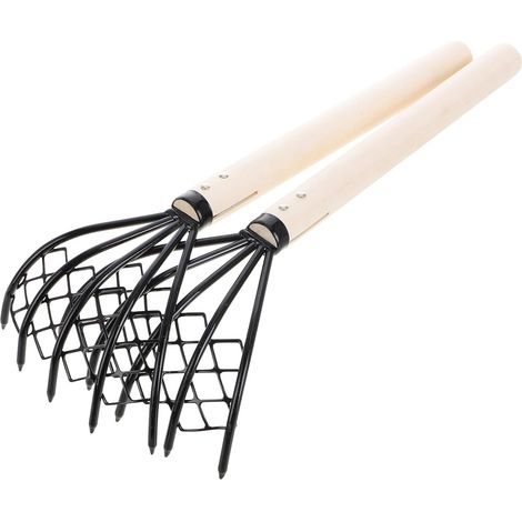 Ancinho Para Conchas, 2 Peças, Metal E Madeira, 5 Dentes Ergonômicos (1/5)