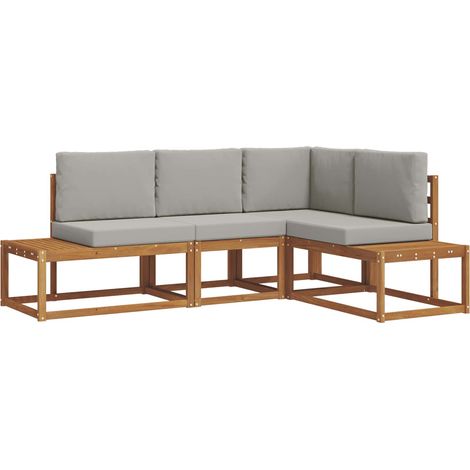 Conjunto de sofás de exterior 4 Pieza Gris Natural y Claro vidaXL