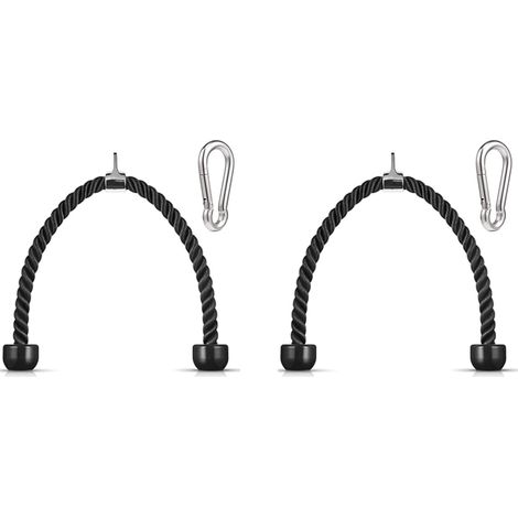 2X Corde de Traction Robuste pour Triceps 36 Pouces avec Mousqueton, Corde de Traction pour Machine à Câble D'Attachement de Remise en Forme pour Gymnase à Domicile (1/5)