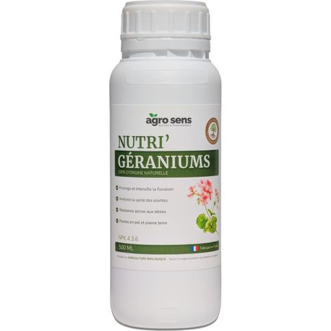 Nutri Géraniums - Engrais liquide pour géraniums - 500 ml (250 litres de préparation) (1/3)