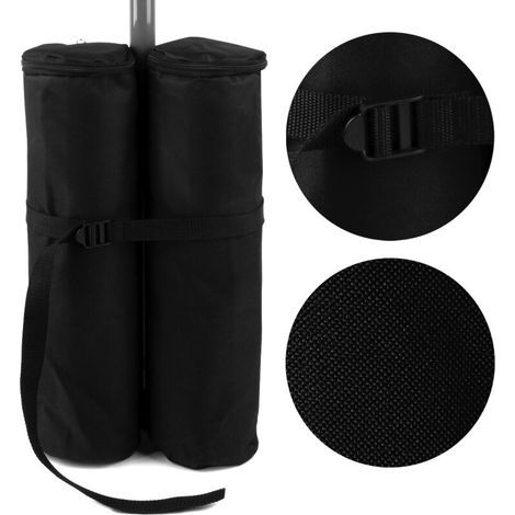 Gazebo ballast bags – Set of 4 bags, 15 kg max – Dimensions 12 x 40 cm – Black polyester – Velcro fastening (1/5)