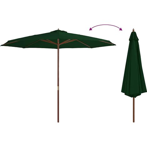 Parasol avec mât - Parasol de Jardin Parasol droit en bois 350 cm Vert BV236454 - BonneVie (1/4)