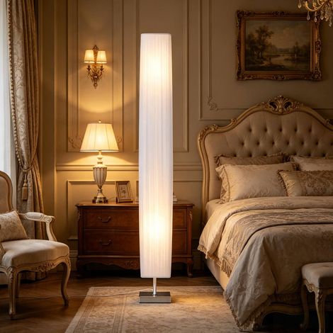 Lampada da terra a colonna 14 x 14 x 120 cm bianca, 2 attacchi E27, max 40 W HAVRYA (1/5)