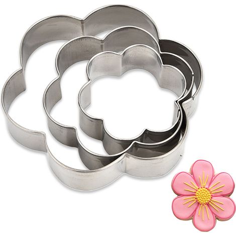 Ensemble de 3 emporte-pièces en acier inoxydable en forme de fleur (1/5)