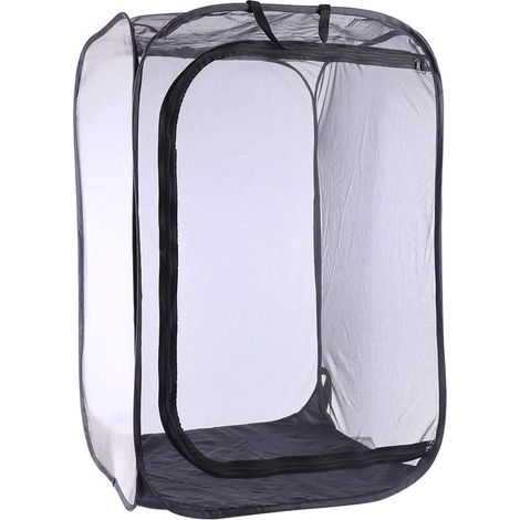 Insect Habitat Cage, Butterfly Cage for Breeding Habitat, Plant Habitat Cage Transparent Foldable Mesh, Black, 38 X 38 X 60 CM (1/5)