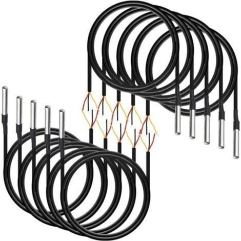 Packung mit 10 wasserdichten digitalen Temperatursensoren (PL-55 °C bis 125 °C) mit 1 Meter Kabel