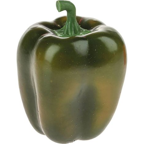 Poivron factice vert plastique soufflé taille réelle H 9,5 x D 8 cm (1/3)