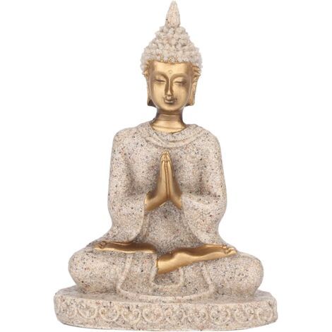 Statue de Bouddha assis en grès et résine – Décoration intérieure zen – Résistante au gel – Détails réalistes pour méditation (1/5)