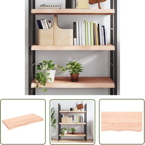 The Living Store Étagère murale 100x50x(2-6) cm bois de chêne massif non traité - Étagère Murale - Étagère Rustique - Étagère Bois Chêne - Meuble Rangement - Décoration Intérieure (1/5)