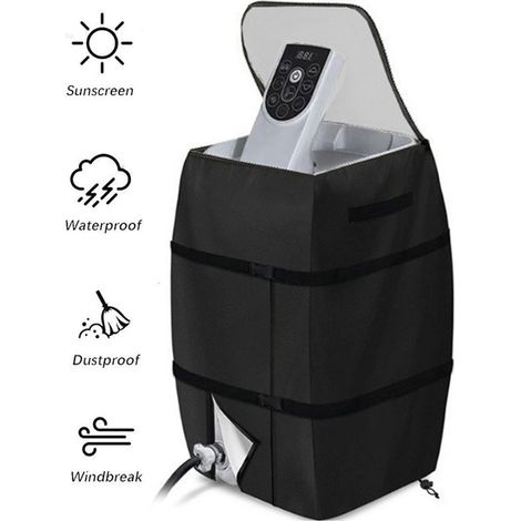 Housse Isolante et Imperméable pour Pompe de Spa - Protection Anti-Tempêtes, Résistante aux UV - Taille 43x38x54cm, Noir (1/5)