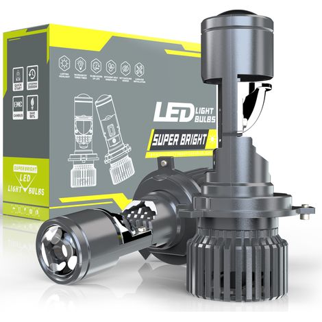 Ampoule LED H4 Phare Avant Moto Voiture 45W 5000LM 12V, Lentille Haute Luminosité, IP65 Étanche, Aluminium, Plug & Play, Culot d’Origine (1/4)