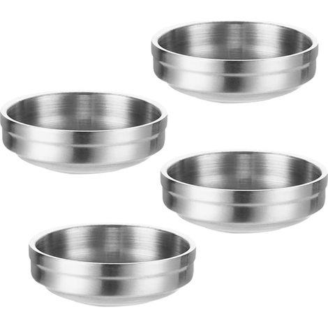 Mini bol en acier inoxydable double couche 4 pièces (argent)