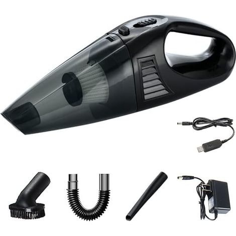 Aspirateur à miettes - Aspirateur à main sans fil rechargeable - Aspirateur de voiture - Aspirateur à miettes - Petit aspirateur pour la maison et la voiture - 31 x 9,5 x 10,5 cm - ABS - Noir (1/5)