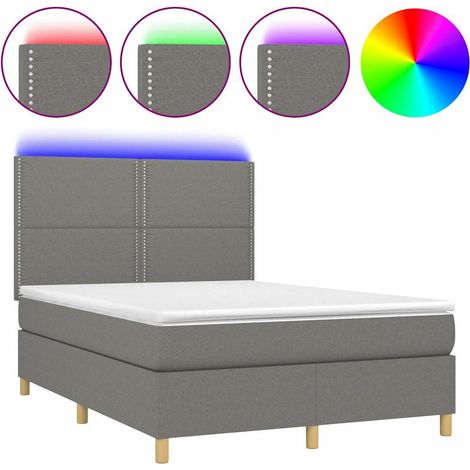 Maison Exclusive - Letto a Molle Materasso e LED Grigio Scuro 140x190cm in Tessuto (1/5)