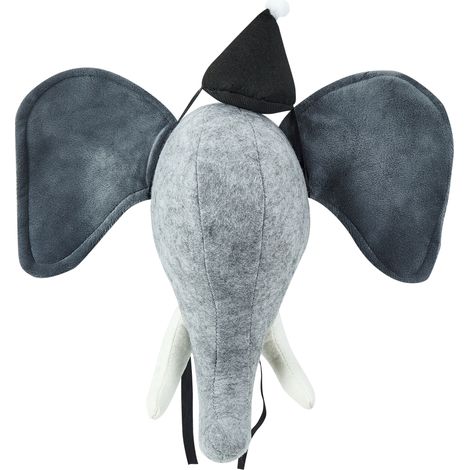 Decoración de pared de fieltro algodón gris blanco negro 36 x 36 cm elefante Badou