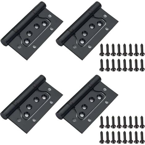 Set di 4 cerniere in acciaio inox nero con viti, cerniera per porte pieghevoli per porte in legno, mobili in legno, armadi, 100 mm x 50 mm (1/5)
