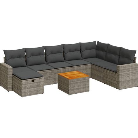 Maison Exclusive - 9-tlg. Garten-Sofagarnitur mit Kissen Grau Pol (1/5)