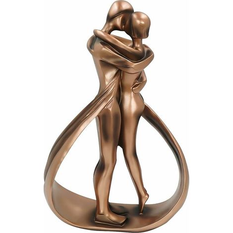 Estatuilla de resina de pareja besándose, 25 x 16,5 cm, regalo de fin de año, regalo de Navidad, figura de hombre y mujer de decoración minimalista para sala familiar. (1/5)