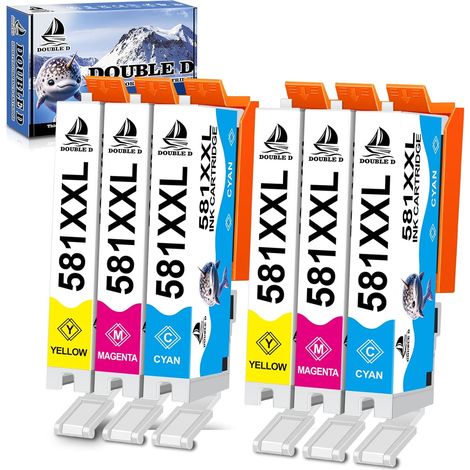 CLI-581XXL Cartouches d'encre pour Canon 581 Ink Cli-581 XXL Cli-581XL Fonctionne avec Canon Pixma TS705 TS6150 TS6151 TS6250 TS6251 TS6350 TS6351 TS8250 TS8251 TS9150 TS9555 0 TS83. 50 (1/5)
