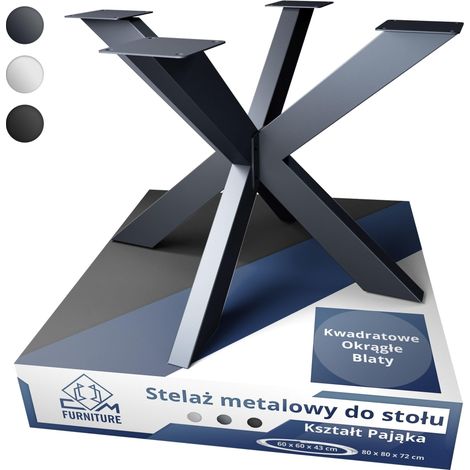 CM Furniture Struttura per tavolo Spider per piani rotondi/quadrati Altezza 43 cm Gambe del tavolo in metallo antracite Altezza 43 x Larghezza 60 x Lunghezza 60 cm Facile montaggio Tavolino da caffè S (1/5)