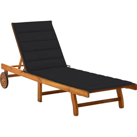 Chaise longue de jardin avec coussin Bois d'acacia solide