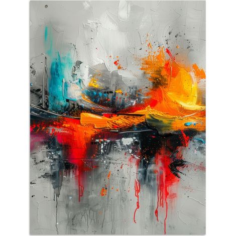 AFFICHE Art moderne - Orange - Gris - Abstrait Décoration Murale 60x80 cm (1/4)