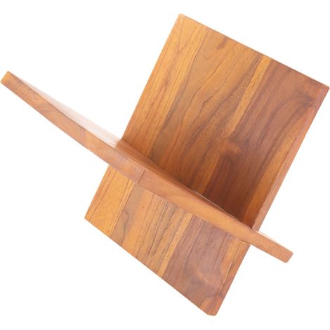 PrimeMatik - Porte-revues en bois de teck pour le rangement de livres, magazines et journaux en forme de V (1/5)
