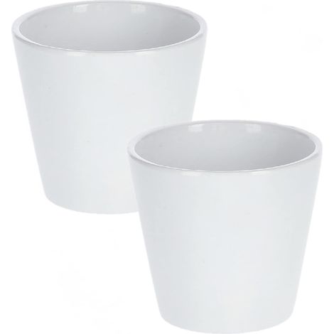 KOTARBAU Lot de 2 pots de fleurs en céramique Blanc lisse Ø 9 cm (1/5)
