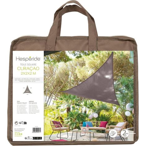 Toile Solaire Voile d'ombrage Triangulaire 2 x 2 x 2 m en Tissu déperlant - Coloris Taupe (1/5)