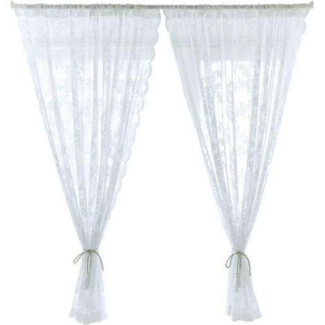 Rideau en Dentelle de Gaz Blanc (Gauze) - pour Chambre ou Salon - 1 Panneau 30x40 Pouces (76x102cm) - à Poche pour Tringle
