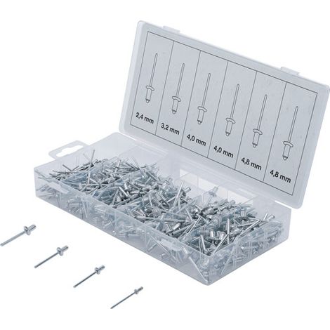 400 rivets type pop alu assortiment de 2.4 à 4.8 mm