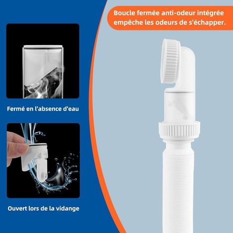 Waschbeckenablauf, 1 1/4 Zoll (3,2 cm), platzsparend, 360° verstellbar, Abflussrohr mit geruchsdichtem Siphon, weiß (1/5)