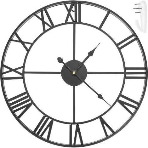 Idprodistribution Reloj de pared retro negro 47 cm